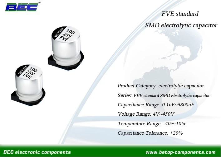 FVE قياسي SMD مُكثَّف كهربائيًا